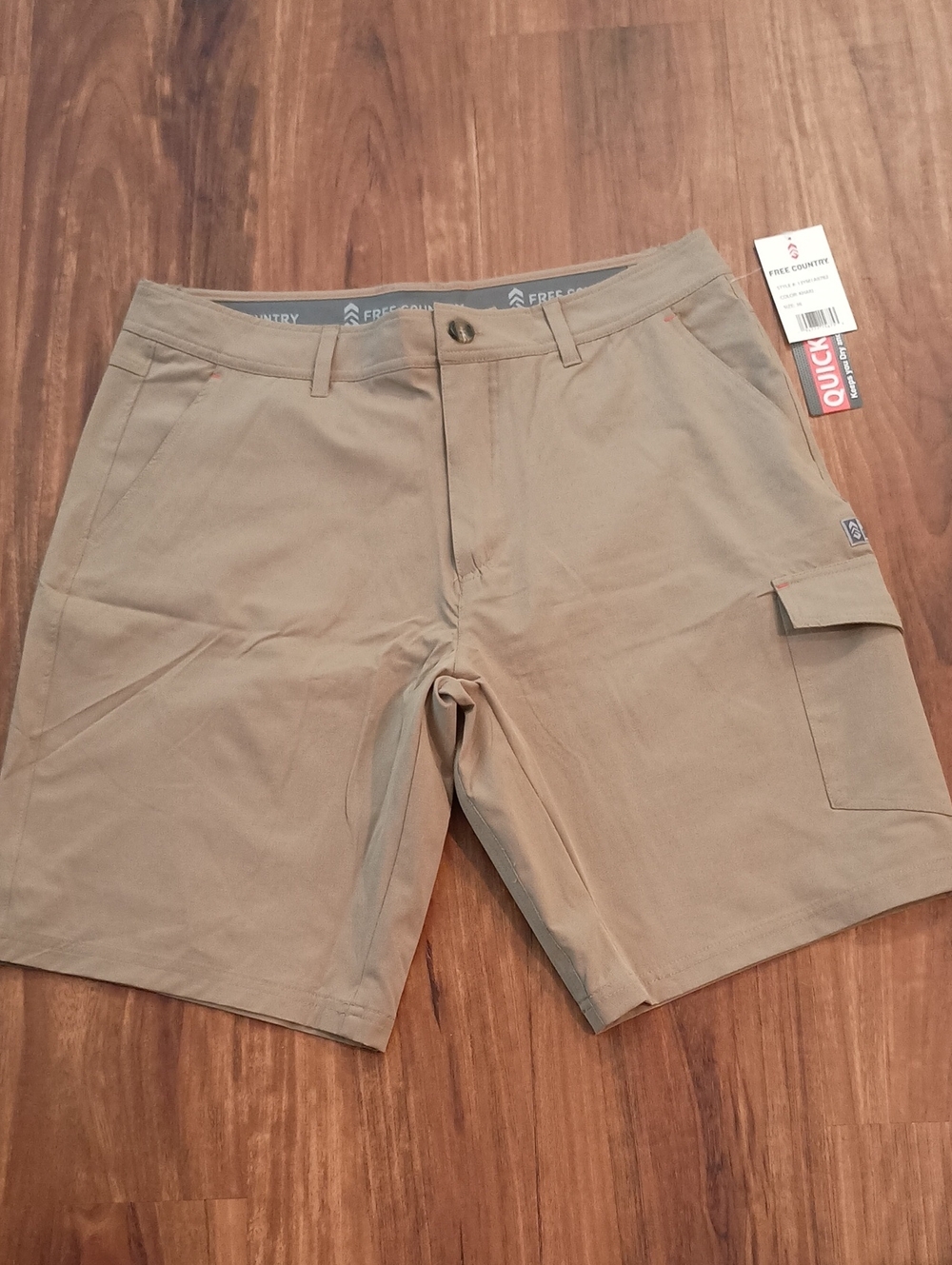 Free Country Men's Khaki Utility Cargo Shorts